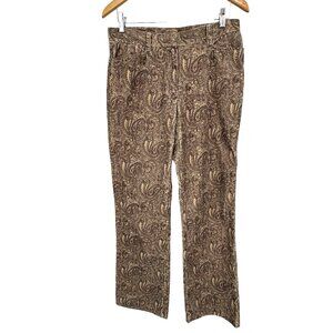 Jones New York Womens Wide Leg Corduroy Pants Size 10 Vintage Flare Paisley Y2K